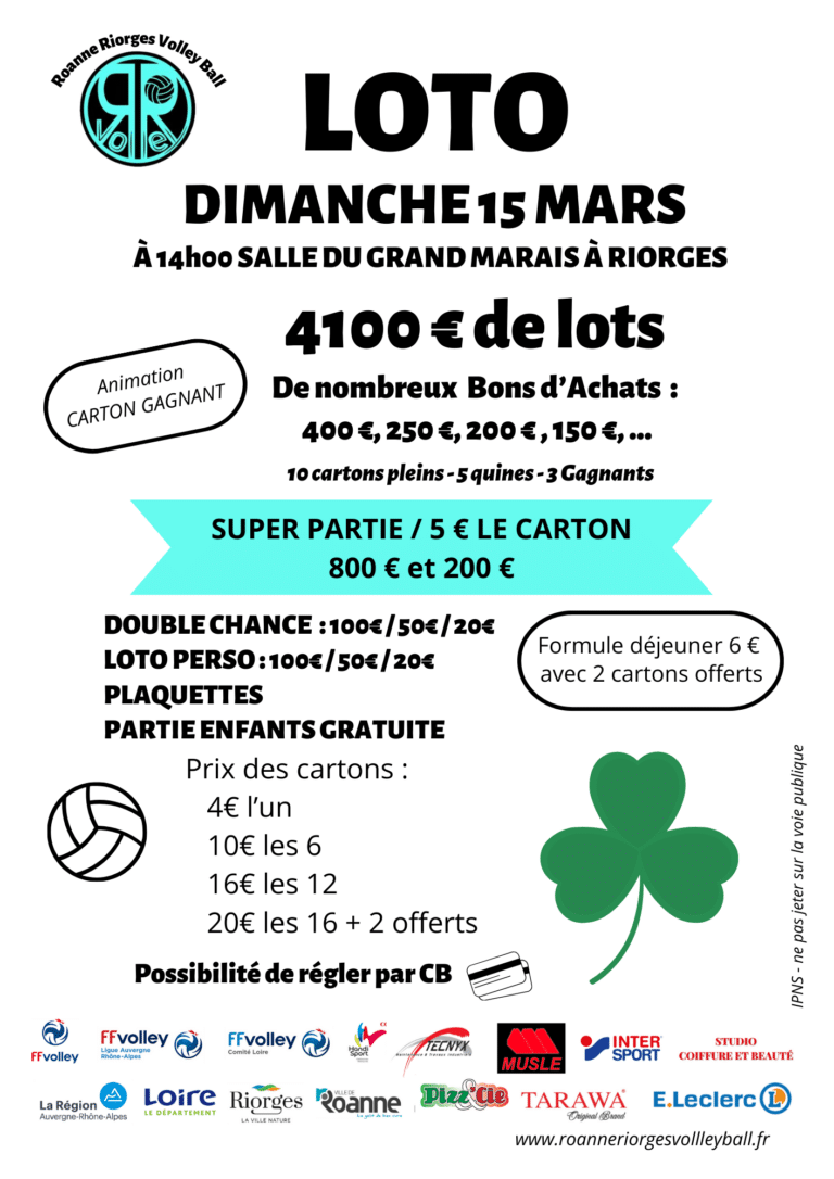 LOTO 2RVB – Dimanche 15 Mars