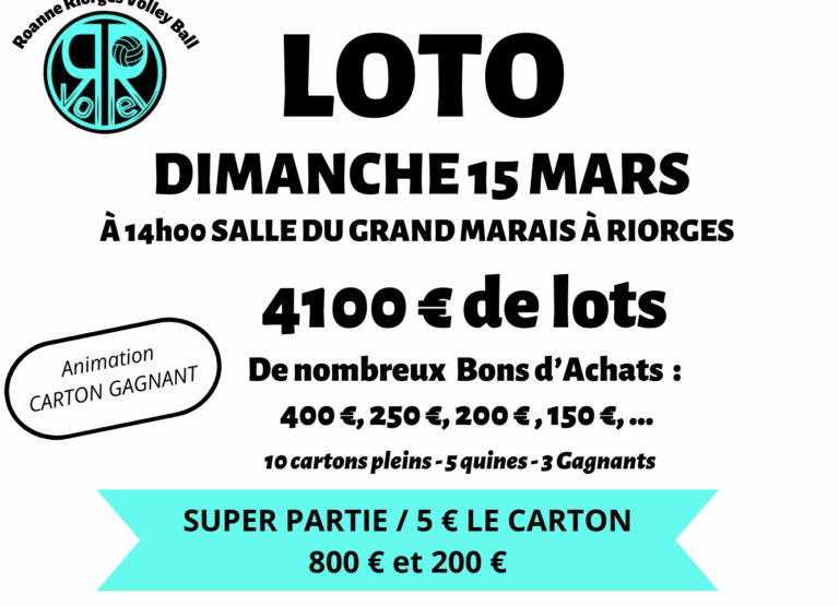 LOTO 2RVB – Dimanche 15 Mars